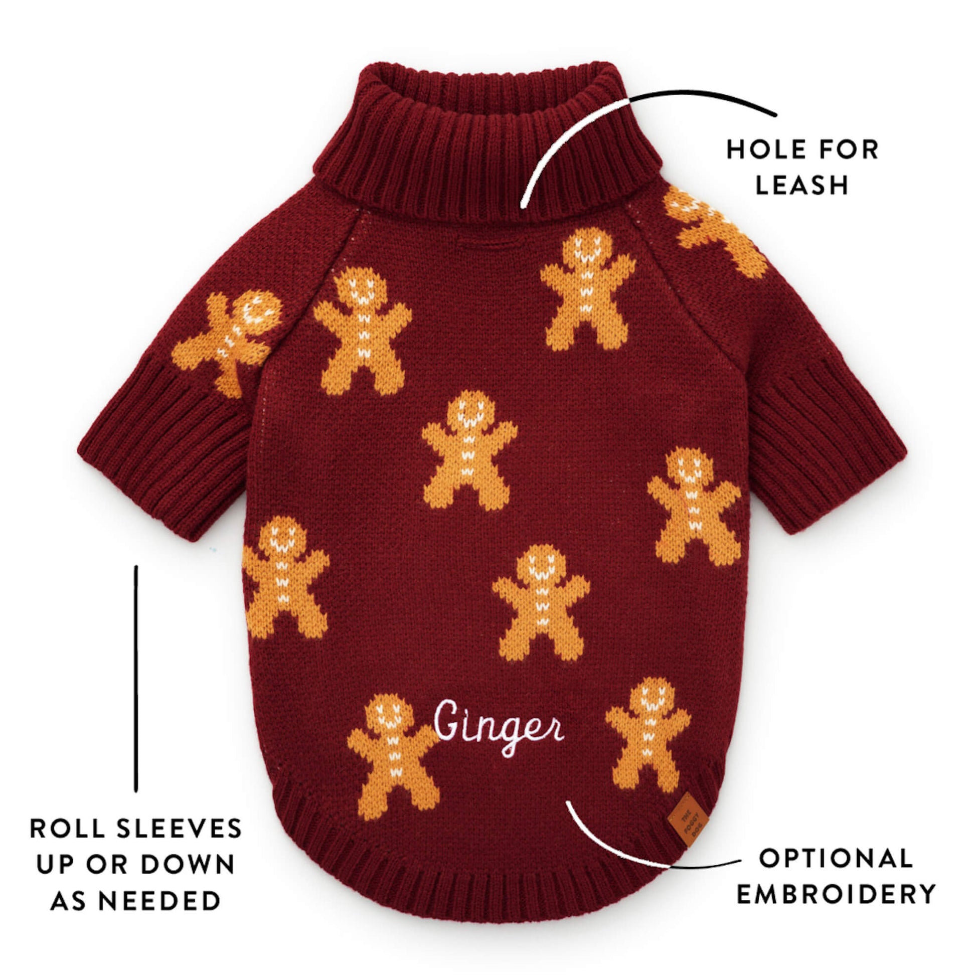 Gingerbread Man Dog Sweater from The Foggy Dog