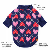 Heart Argyle Dog Sweater from The Foggy Dog