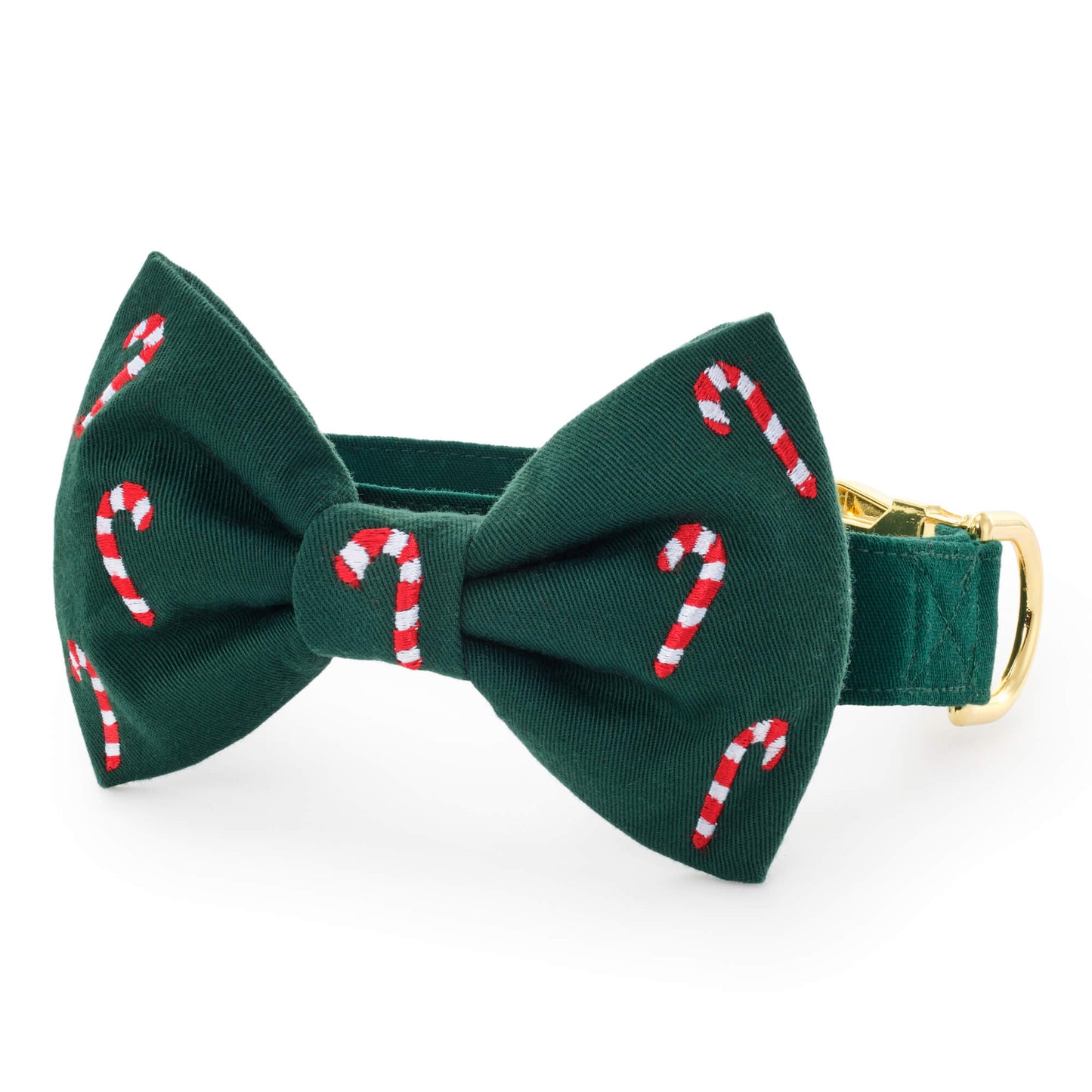 Evergreen Candy Canes Embroidered Bow Tie Collar