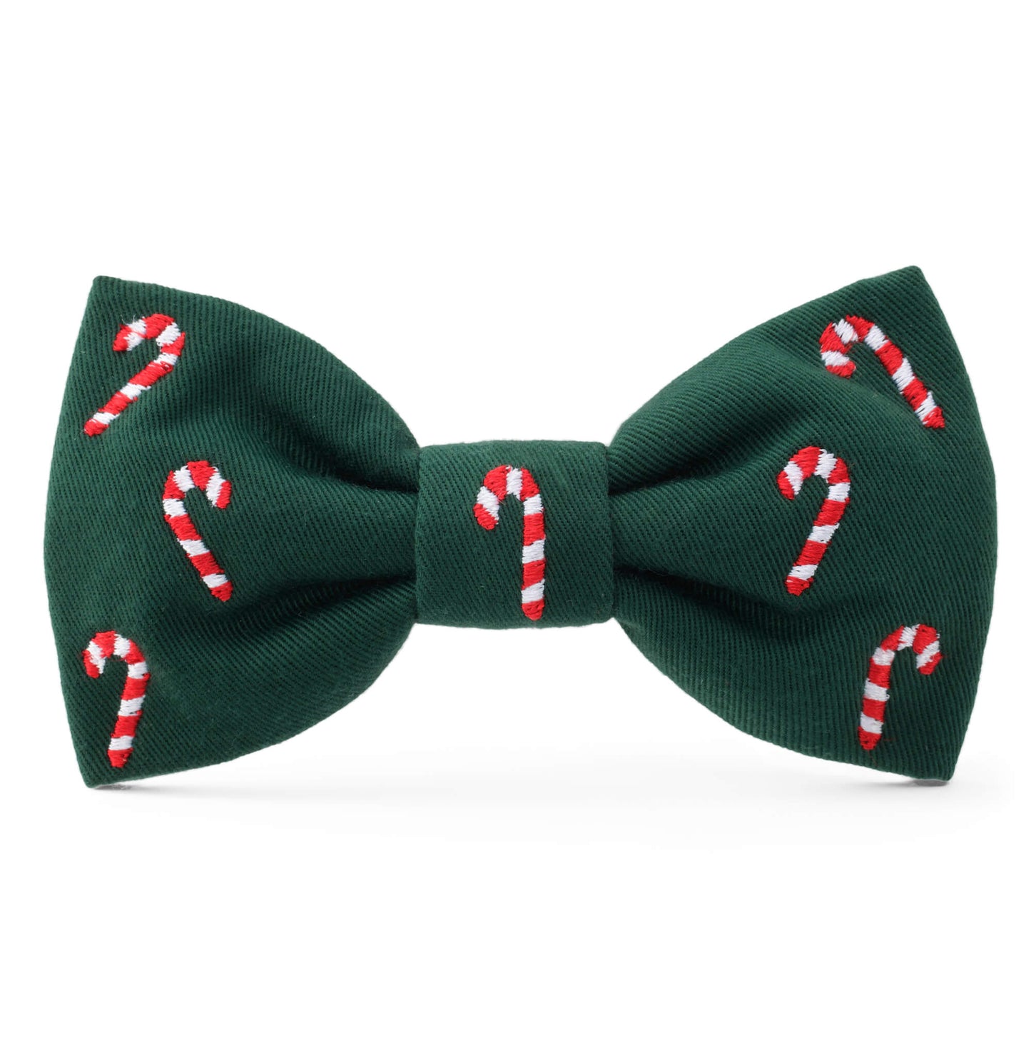 Evergreen Candy Canes Embroidered Dog Bow Tie
