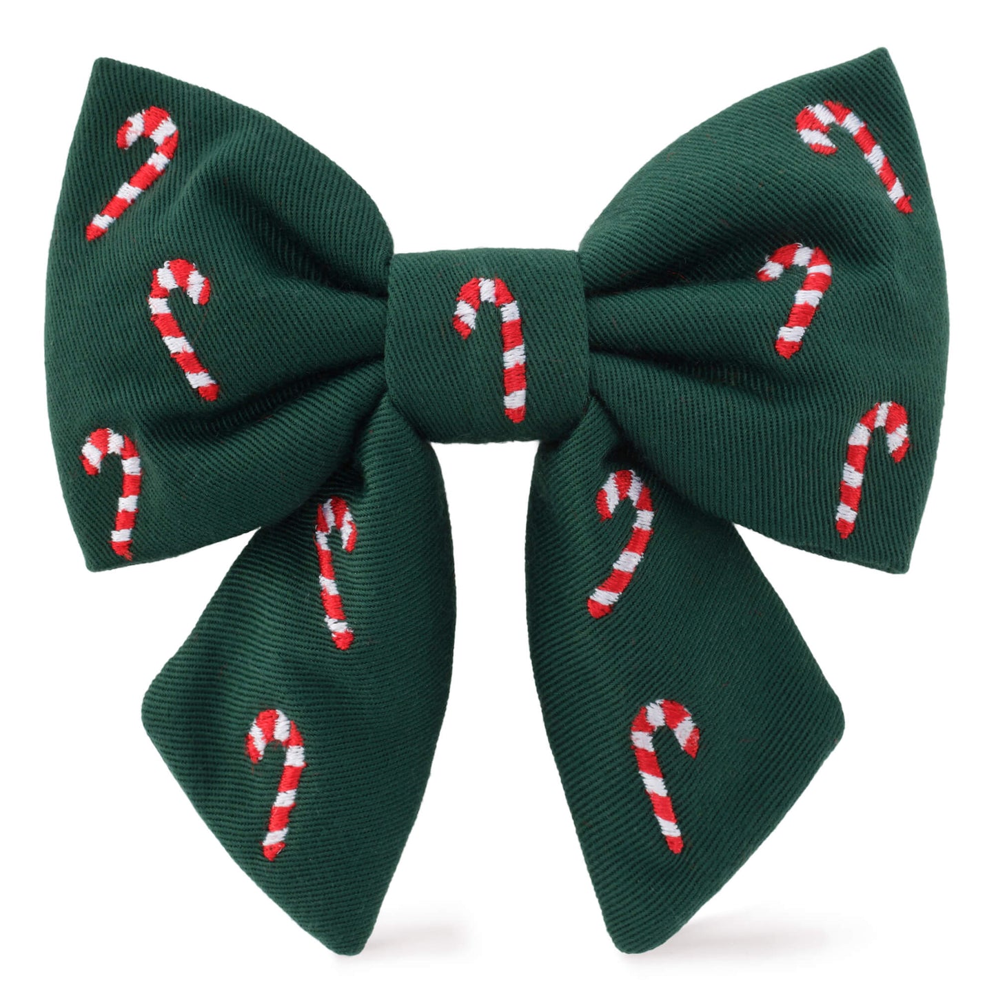Evergreen Candy Canes Embroidered Lady Dog Bow