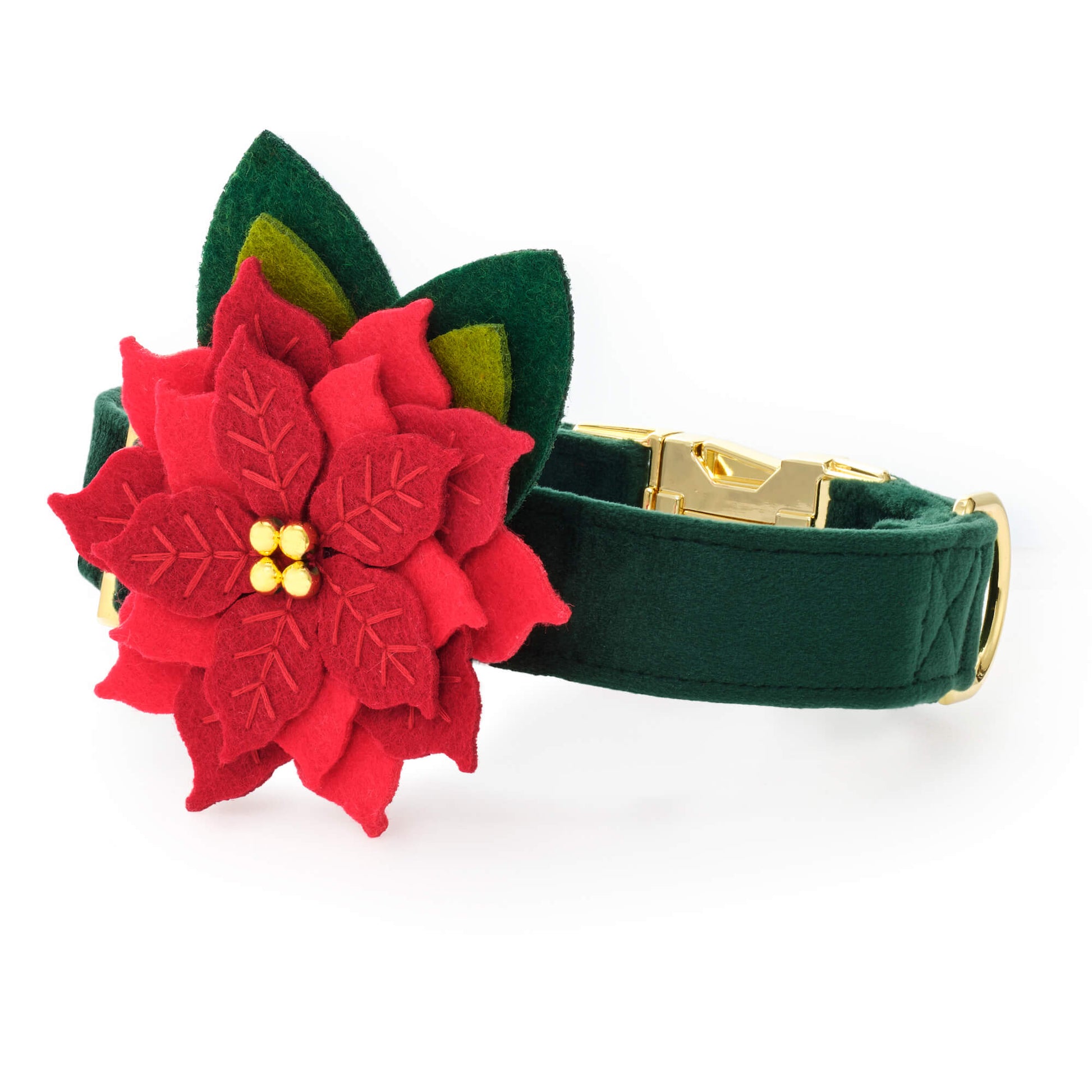 Poinsettia Dog Collar Flower Set from The Foggy Dog