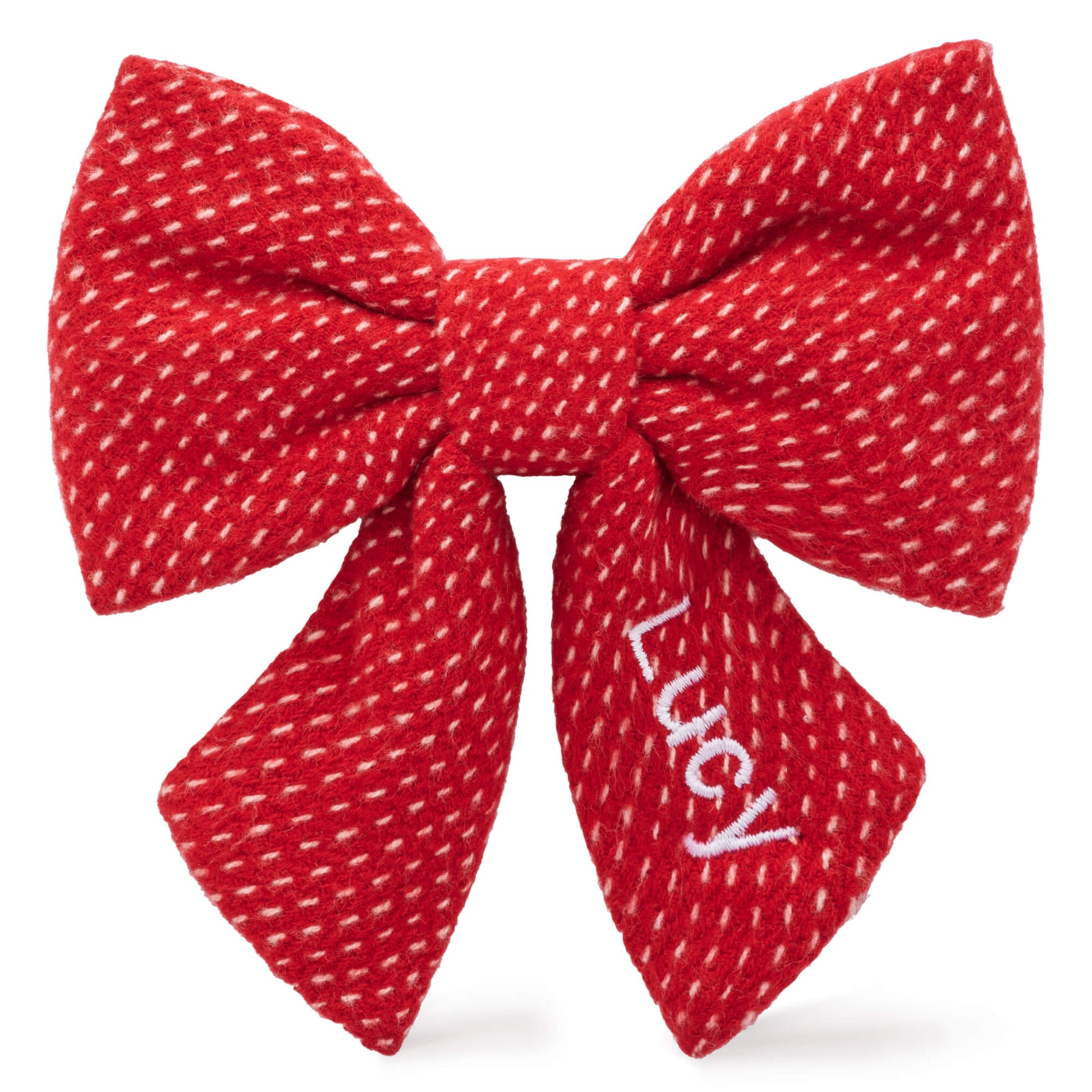 Berry Stitch Flannel Lady Dog Bow from The Foggy Dog