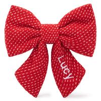 Berry Stitch Flannel Lady Dog Bow from The Foggy Dog