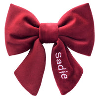 Burgundy Velvet Lady Dog Bow from The Foggy Dog 