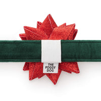 Red Gift Bow Dog Collar Attachment from The Foggy Dog
