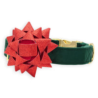 Red Gift Bow Dog Collar Set from The Foggy Dog