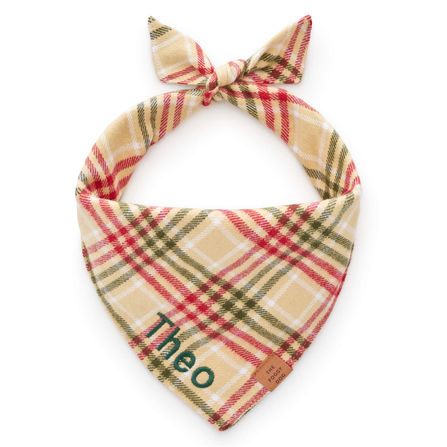 Eggnog Plaid Flannel Dog Bandana from The Foggy Dog