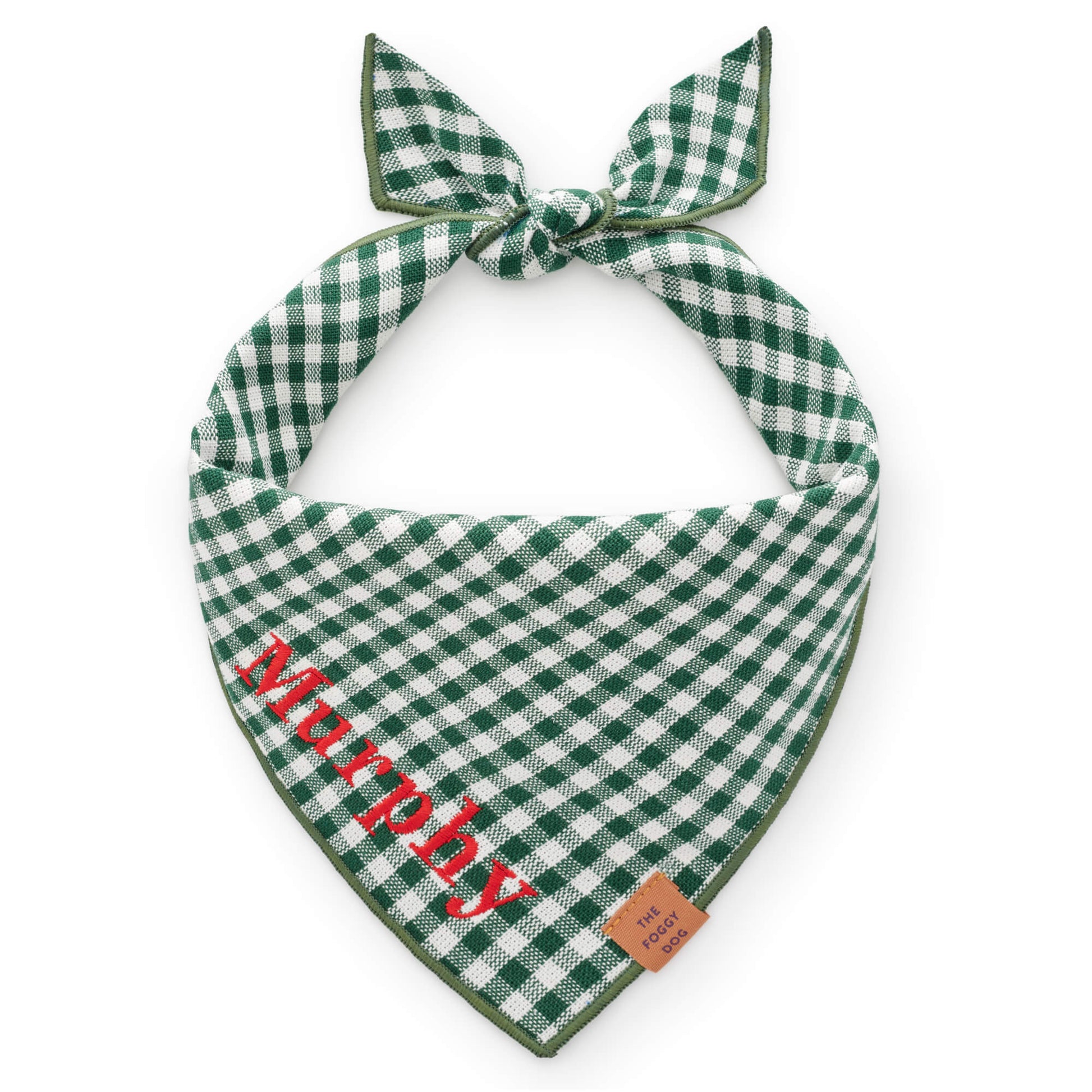 Evergreen Gingham Dog Bandana from The Foggy Dog