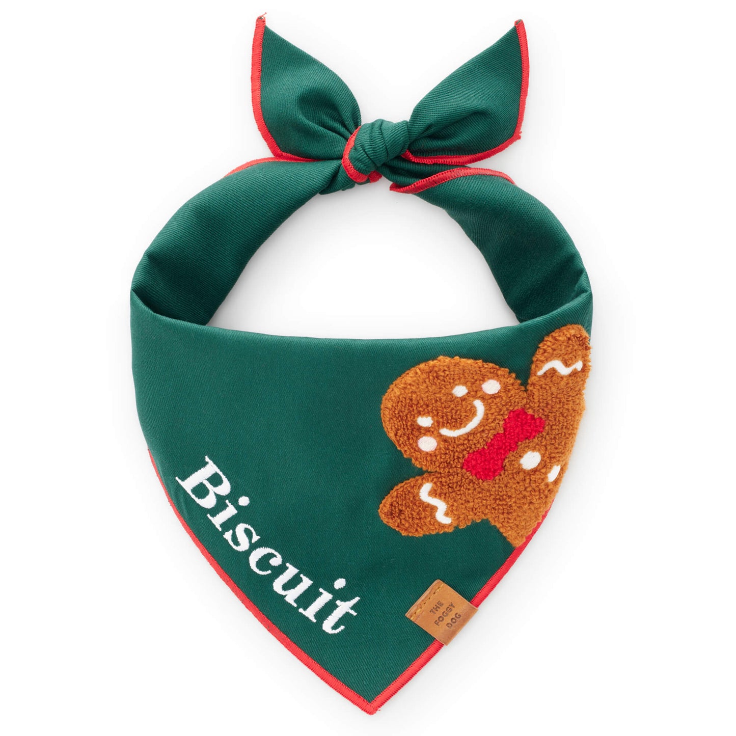 Gingerbread Man Applique Dog Bandana from The Foggy Dog