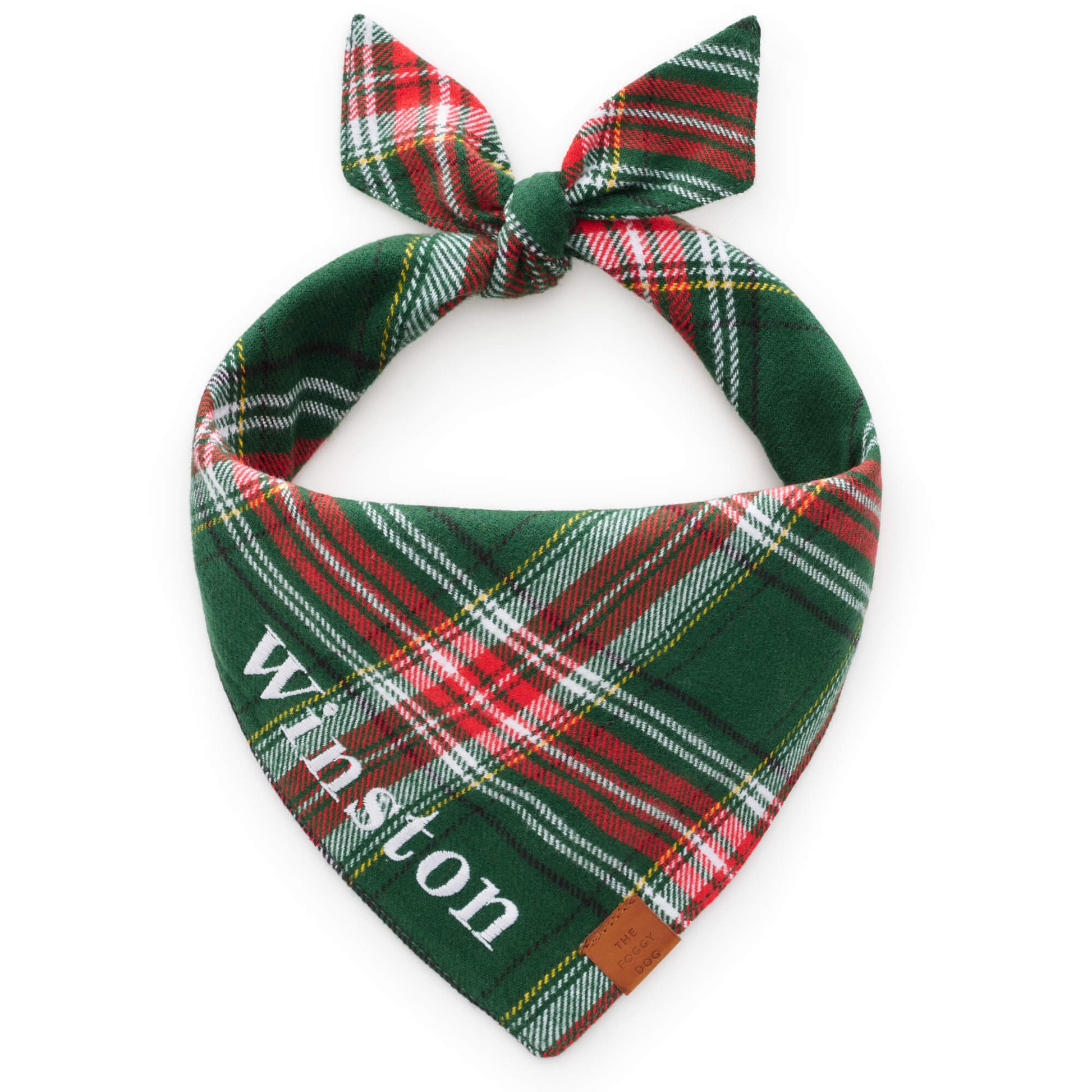 Holly Jolly Plaid Flannel Dog Bandana from The Foggy Dog