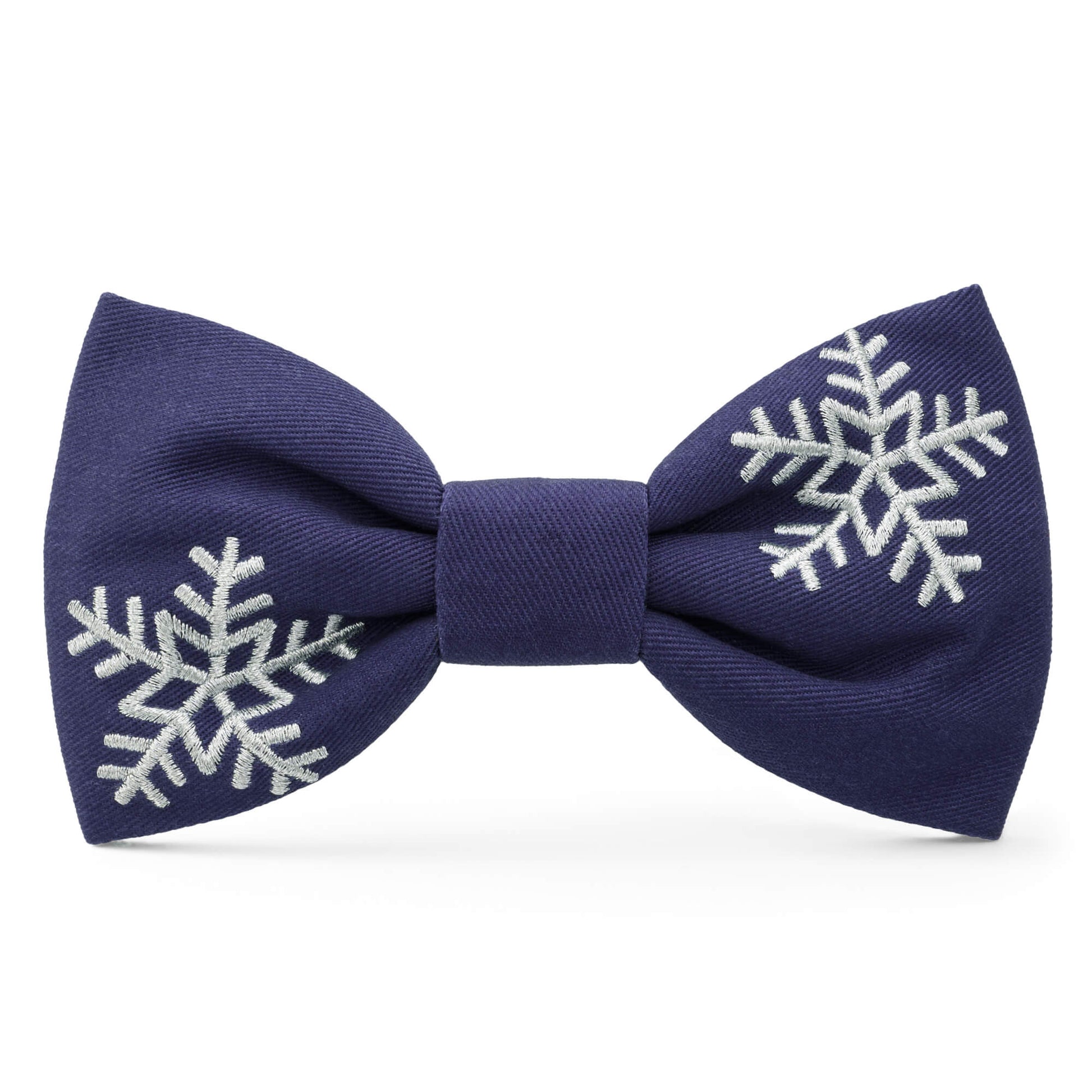 Snowflakes Embroidered Dog Bow Tie from The Foggy Dog