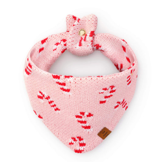 Blush Pink Candy Canes Knit Dog Bandana view 1