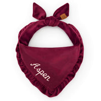 Burgundy Velvet Ruffled Dog Bandana from The Foggy Dog