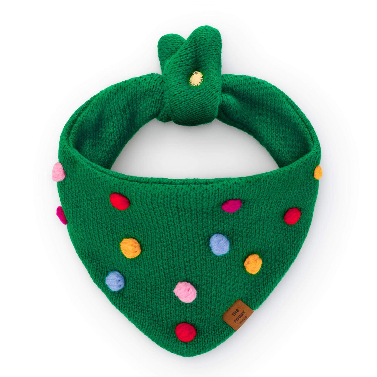 Holiday Bobble Knit Dog Bandana from The Foggy Dog