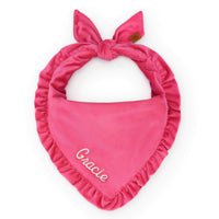 Hot Pink Velvet Ruffled Dog Bandana from The Foggy Dog