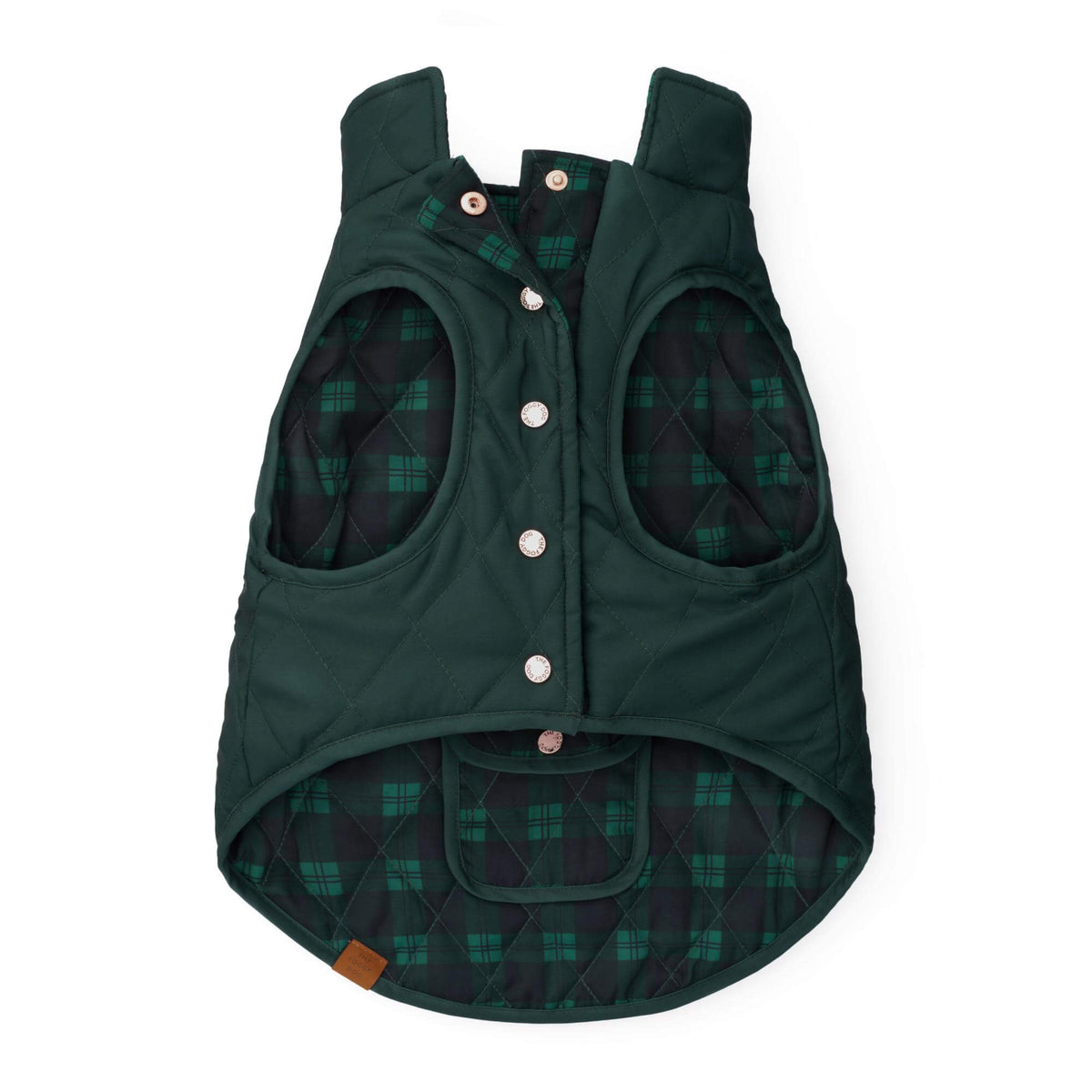 Media: Black Watch Plaid Reversible Dog Jacket from The Foggy Dog