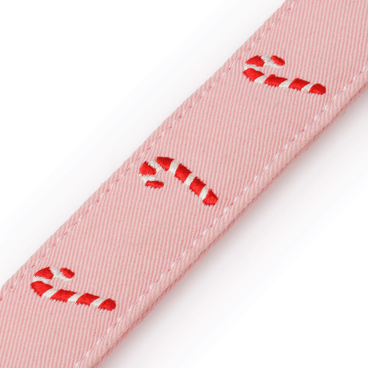 Blush Pink Candy Canes Embroidered Dog Collar from The Foggy Dog