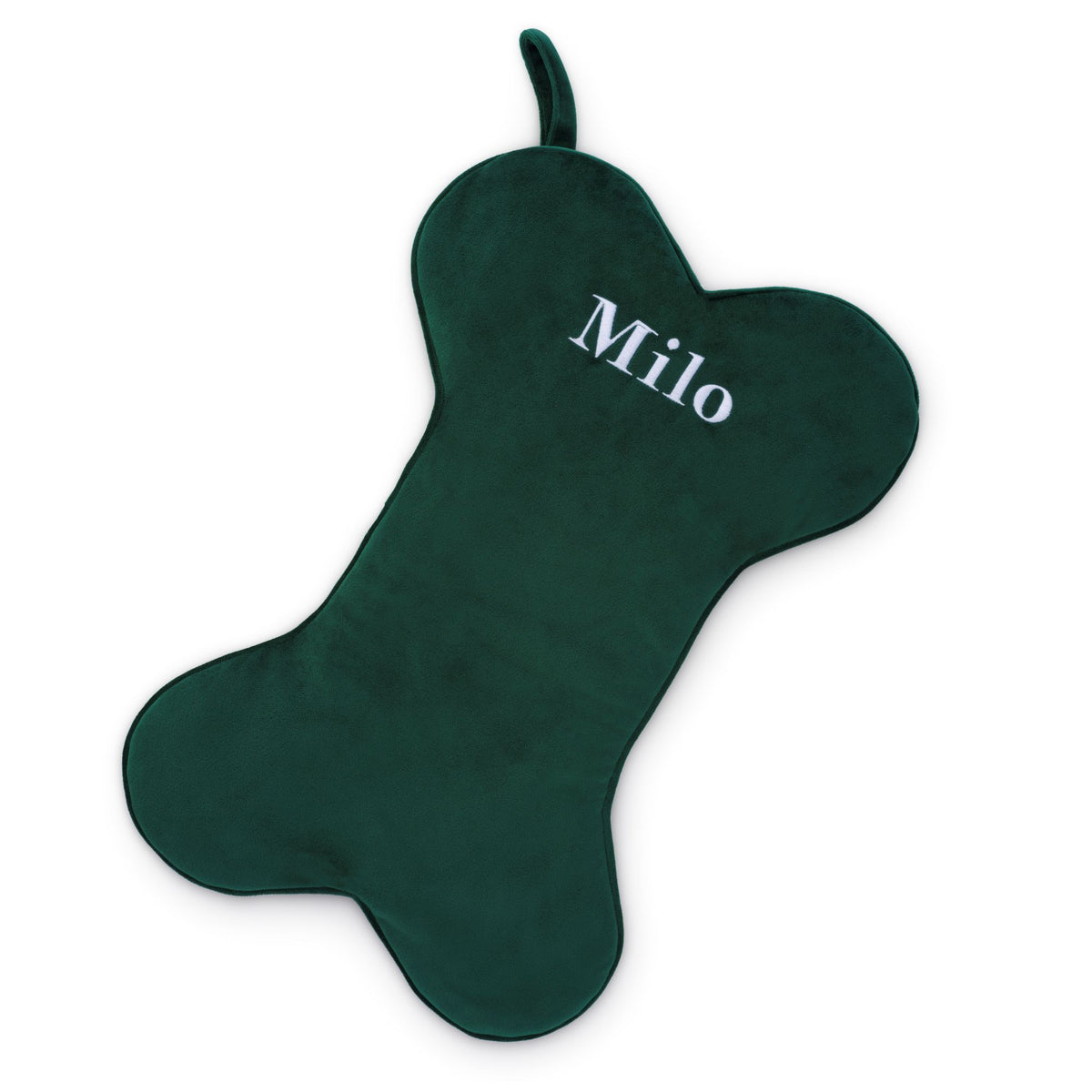 Forest Green Velvet Dog Christmas Stocking from The Foggy Dog