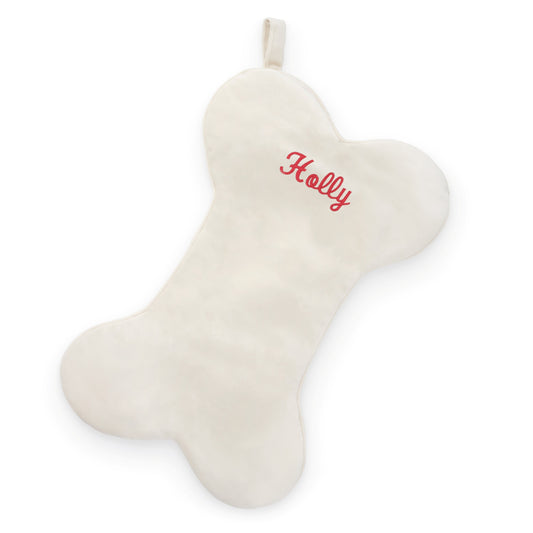 Ivory Velvet Dog Christmas Stocking view 1