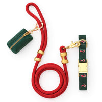 Evergreen Candy Canes Embroidered Collar Walk Set from The Foggy Dog