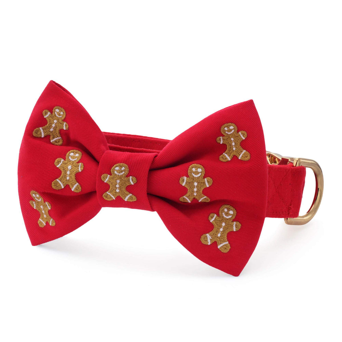 Gingerbread Man Embroidered Bow Tie Collar from The Foggy Dog