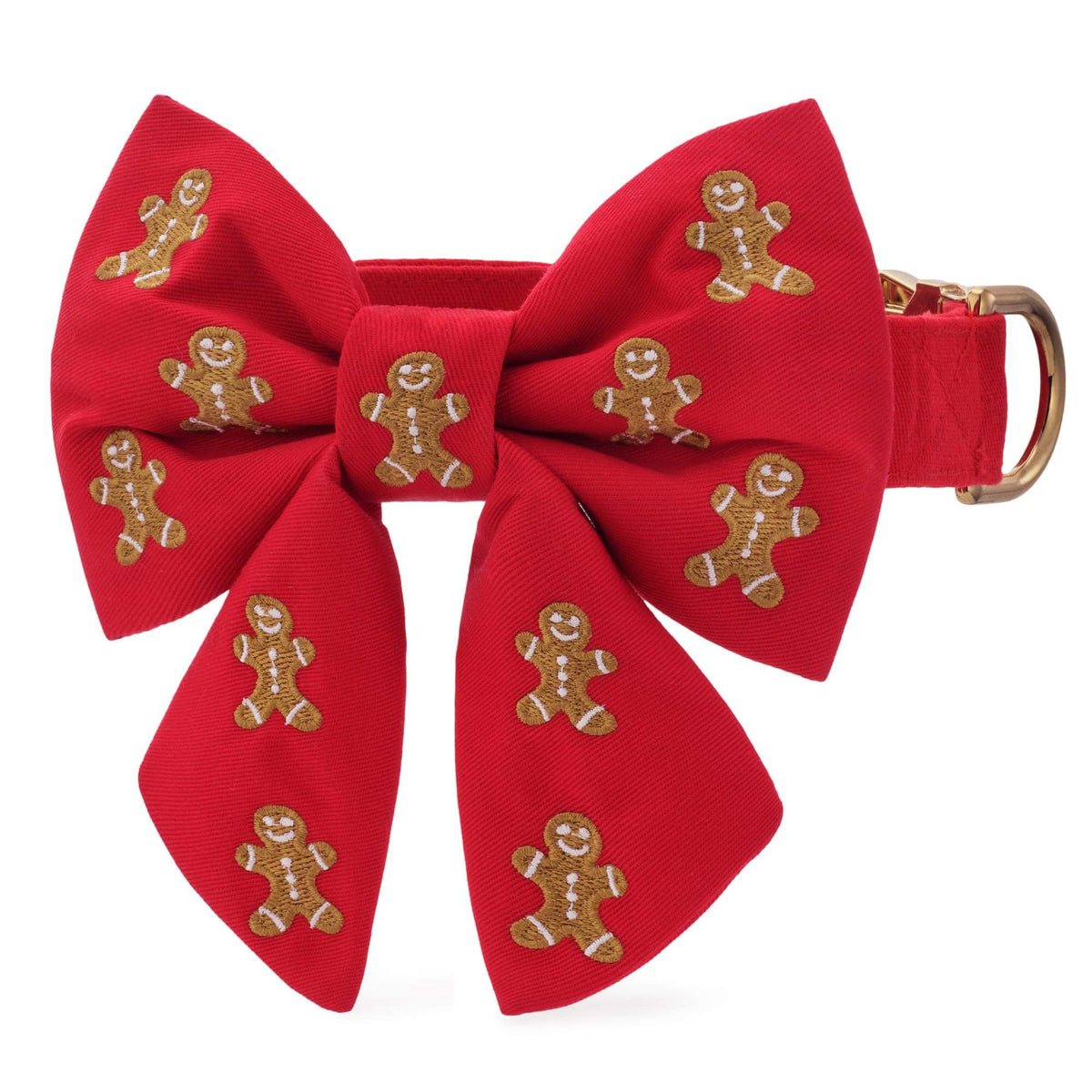 Gingerbread Man Embroidered Lady Bow Collar from The Foggy Dog