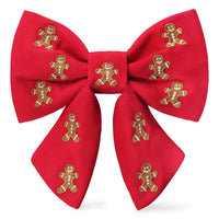 Gingerbread Man Embroidered Lady Dog Bow from The Foggy Dog