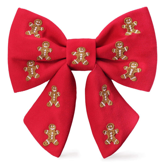 Gingerbread Man Embroidered Lady Dog Bow view 1