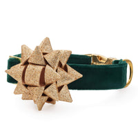 Gold Gift Bow Dog Collar Set from The Foggy Dog