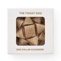 Gold Gift Bow Dog Collar Attachment from The Foggy Dog