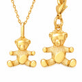 Gold Teddy Bear Necklace and Collar Charm Set