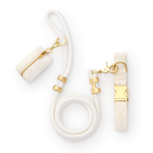 Ivory Velvet Collar Walk Set view 1