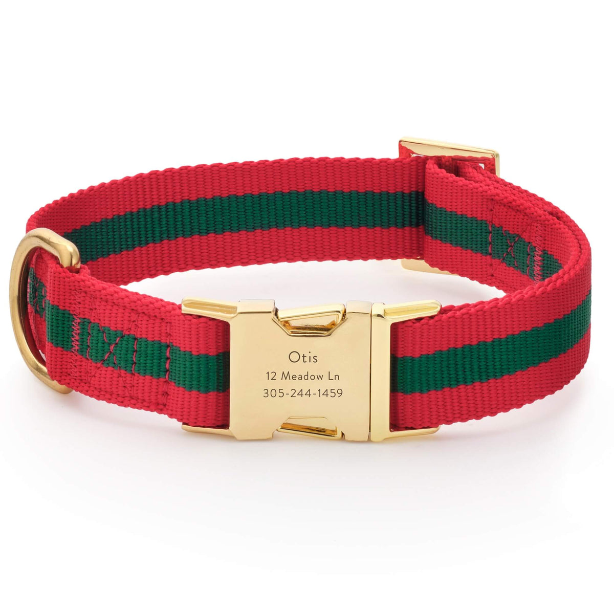 Noel Striped Webbing Dog Collar from The Foggy Dog