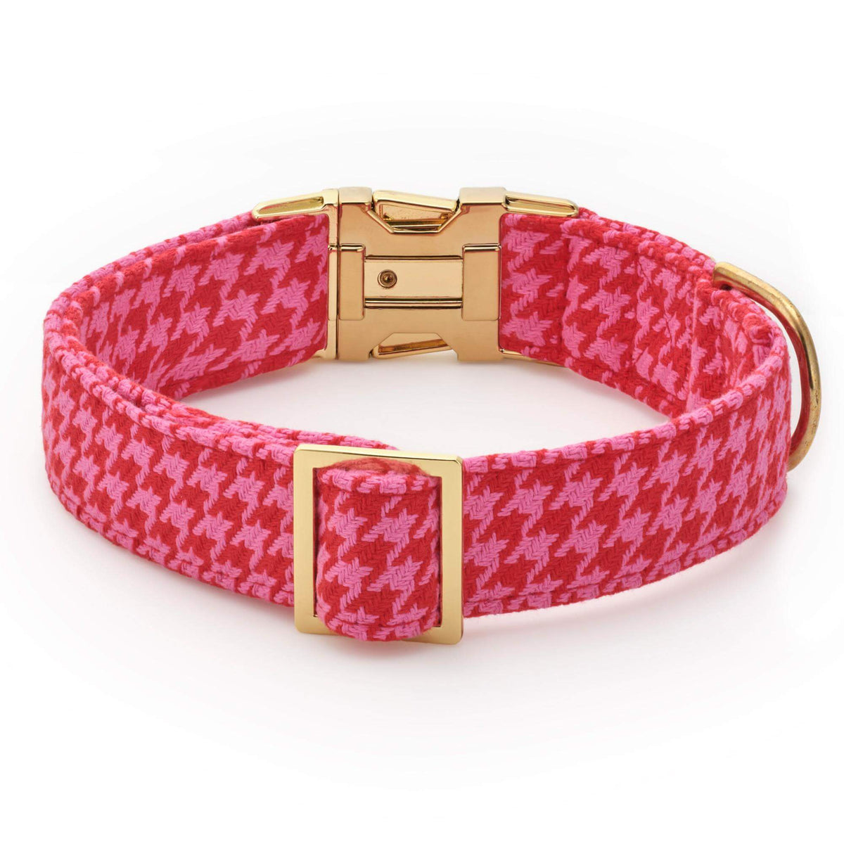 Pink and Red Houndstooth Dog Collar from The Foggy Dog