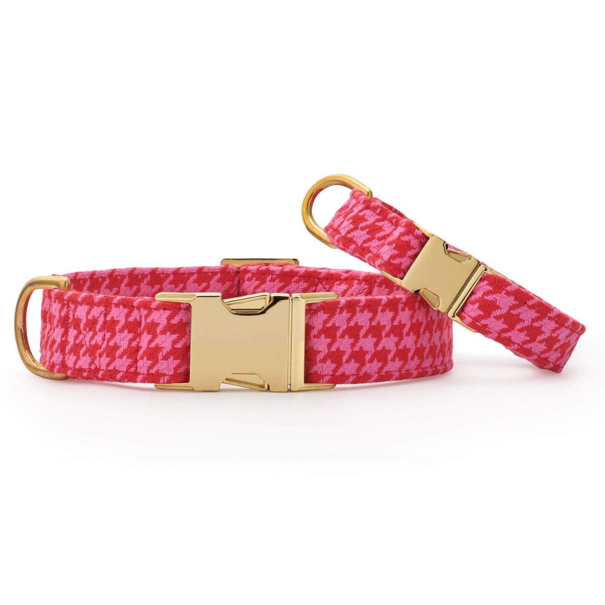 Pink and Red Houndstooth Dog Collar from The Foggy Dog