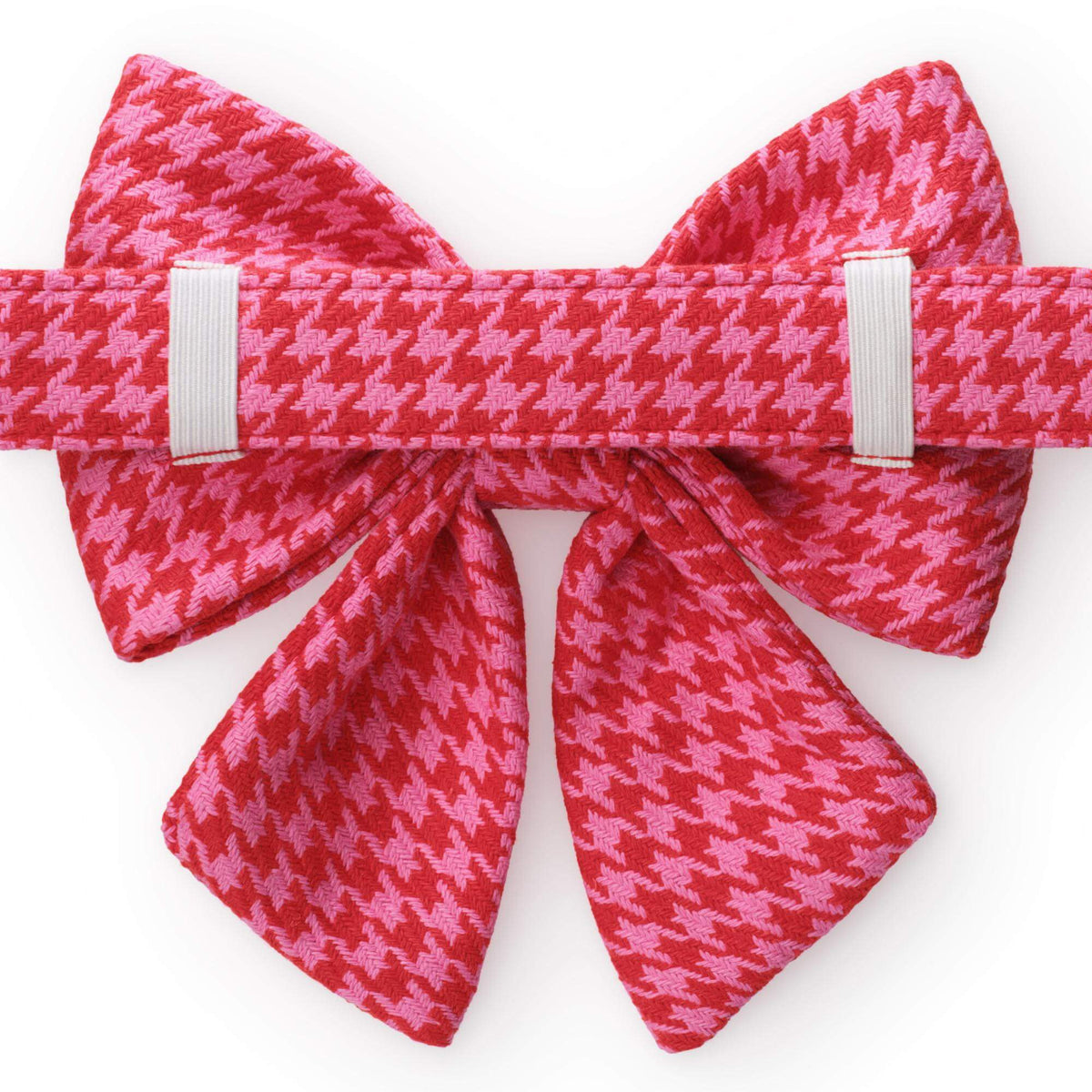 Pink and Red Houndstooth Lady Dog Bow from The Foggy Dog