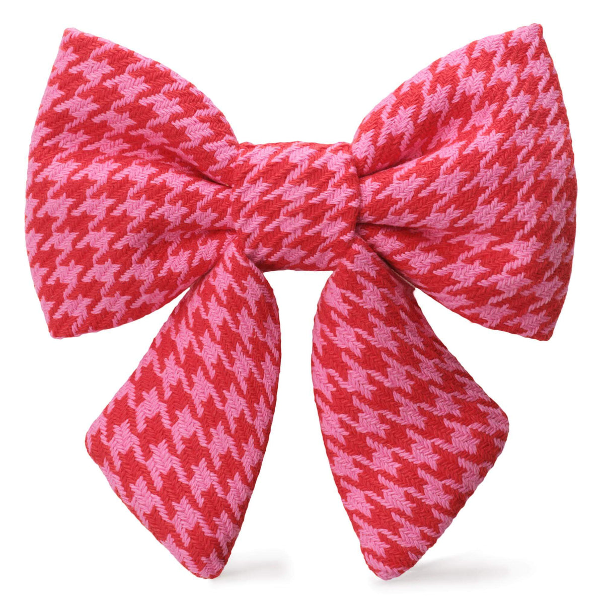 Pink and Red Houndstooth Lady Dog Bow from The Foggy Dog