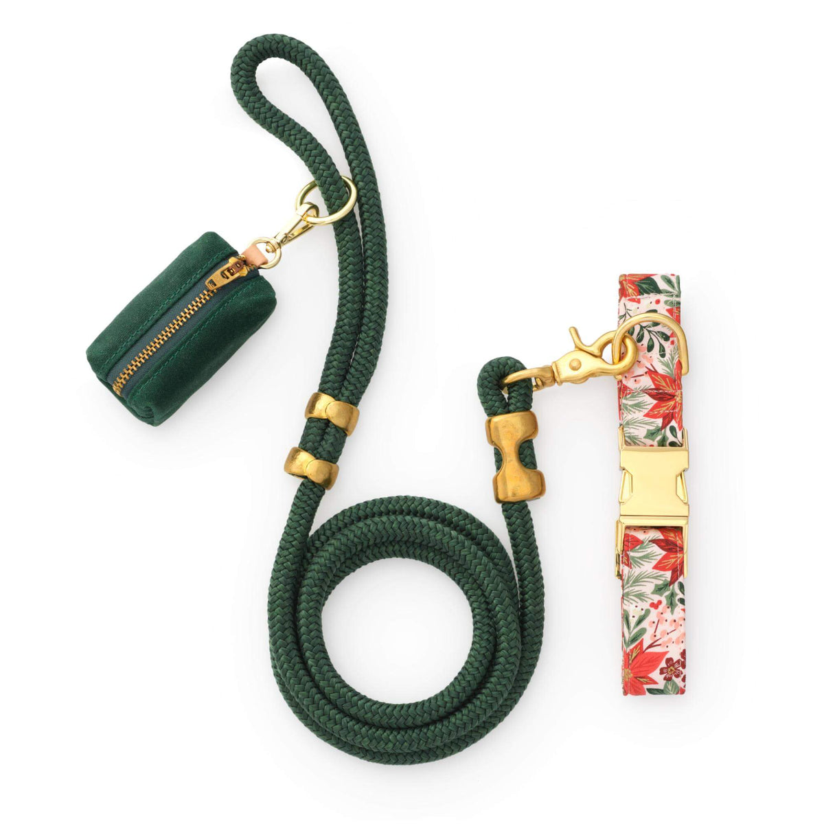 Poinsettia Collar Walk Set from The Foggy Dog