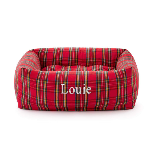 Tartan Plaid Flannel Bolster Dog Bed view 1