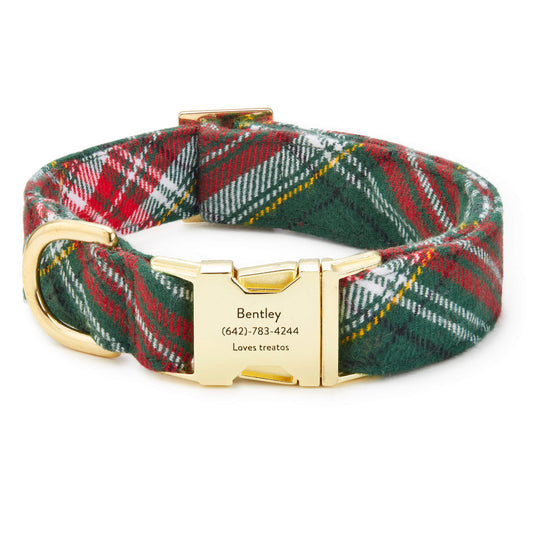 Holly Jolly Flannel Dog Collar from The Foggy Dog