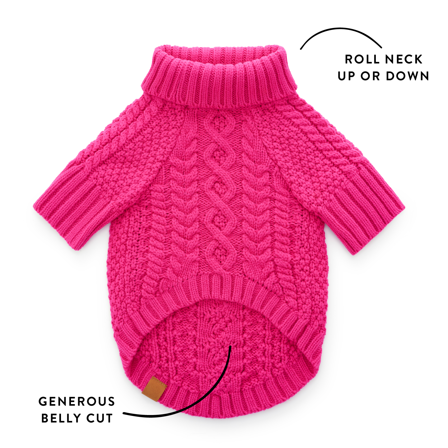 Hot Pink Cable Knit Dog Sweater from The Foggy Dog