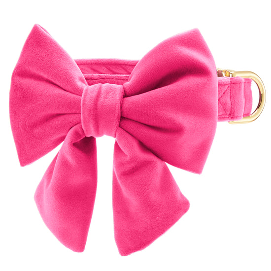 Hot Pink Velvet Lady Bow Collar from The Foggy Dog