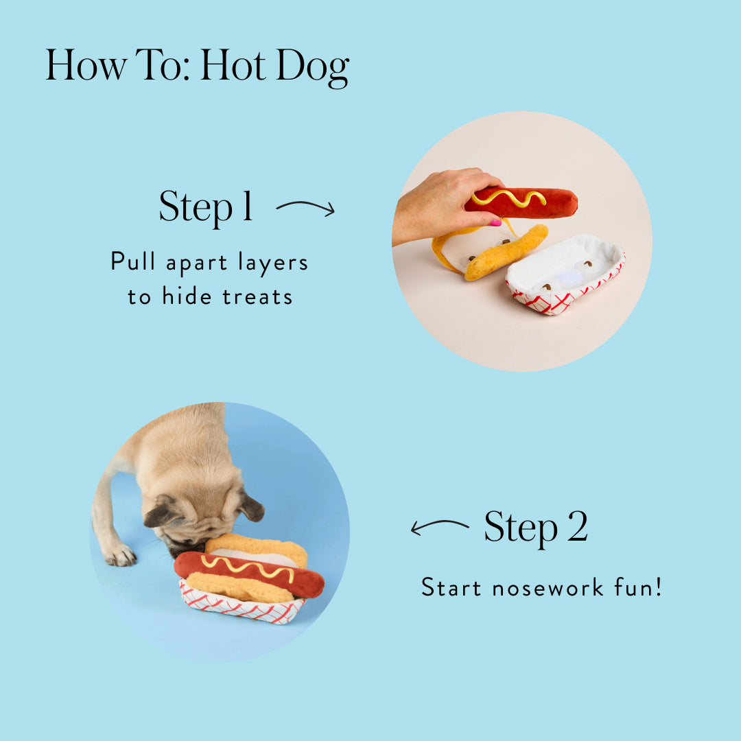 Hot Dog Interactive Snuffle Dog Toy from The Foggy Dog