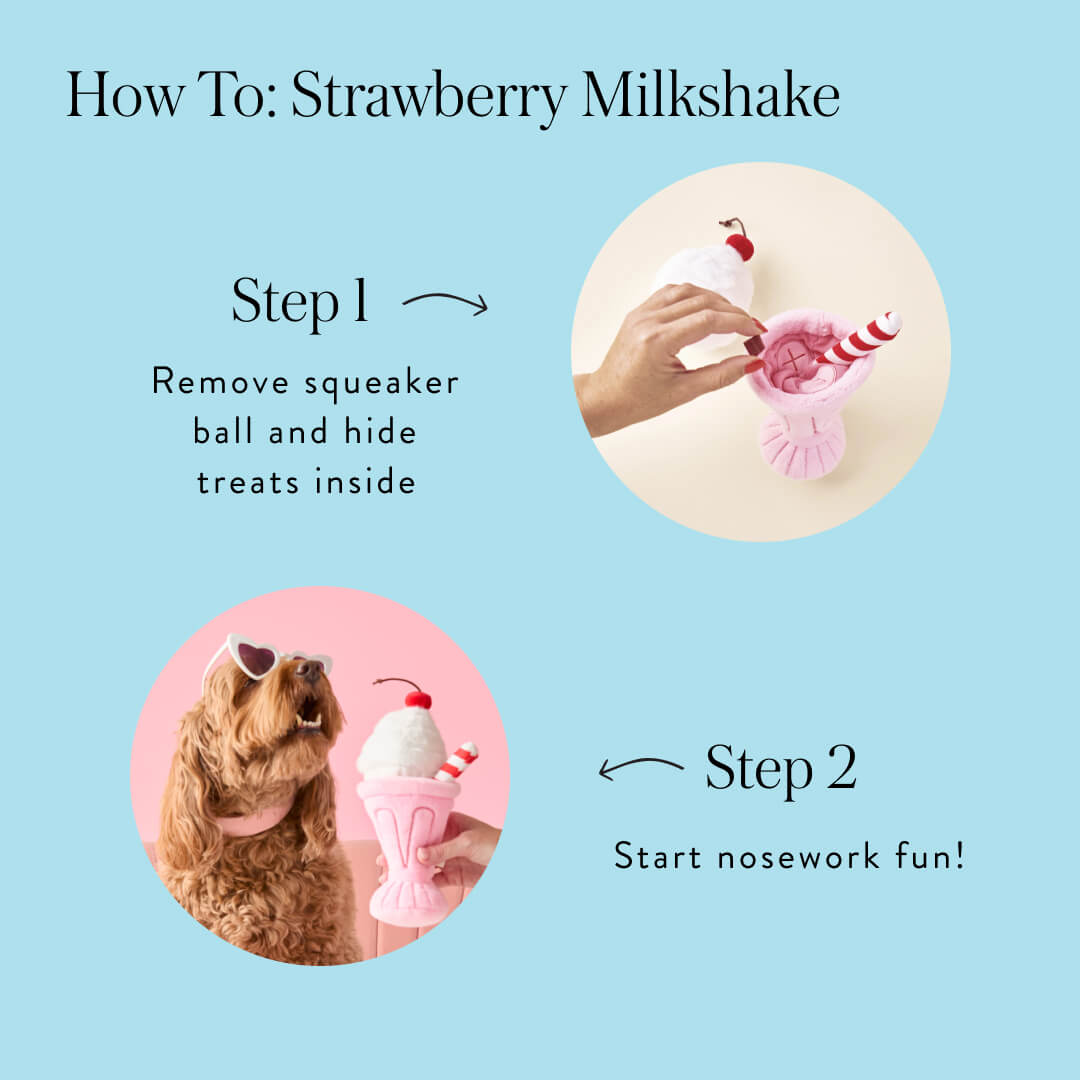 Strawberry Milkshake Interactive Snuffle Dog Toy