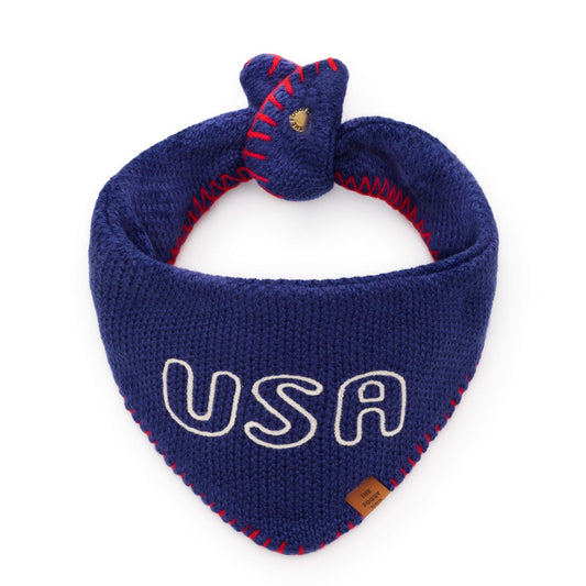 Navy Blue USA Knit Dog Bandana from The Foggy Dog