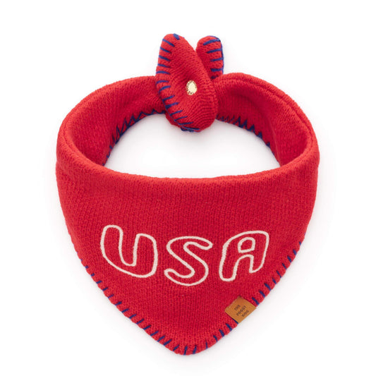 Red USA Knit Dog Bandana from The Foggy Dog