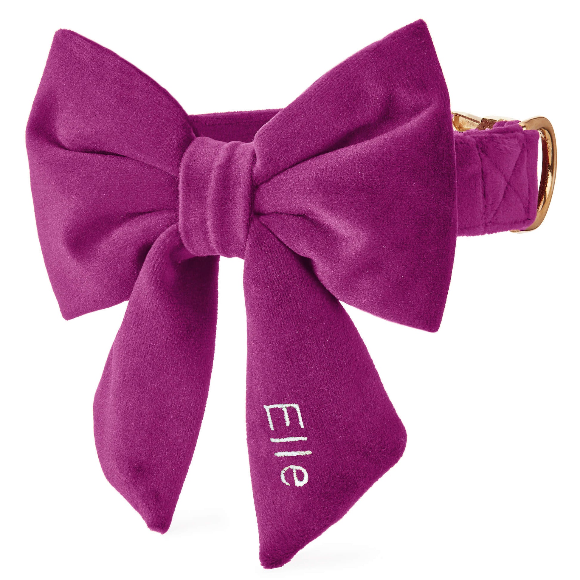 Plum Velvet Lady Bow Collar from The Foggy Dog