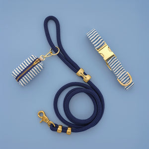 Lake Blue Stripe Collar Walk Set from The Foggy Dog