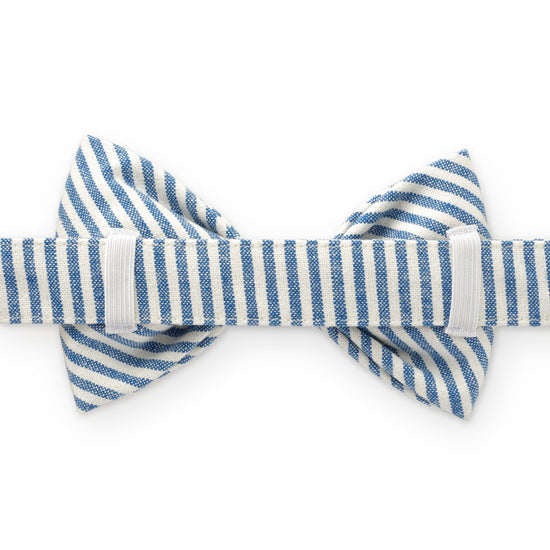 Lake Blue Stripe Bow Tie Collar
